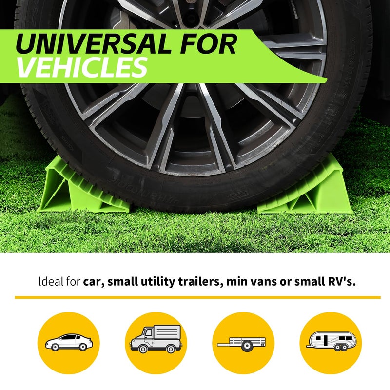 MaxxHaul 50230 High Visibility Polypropylene Wheel Chocks 2-Pack Non-Slip Base - Image 2